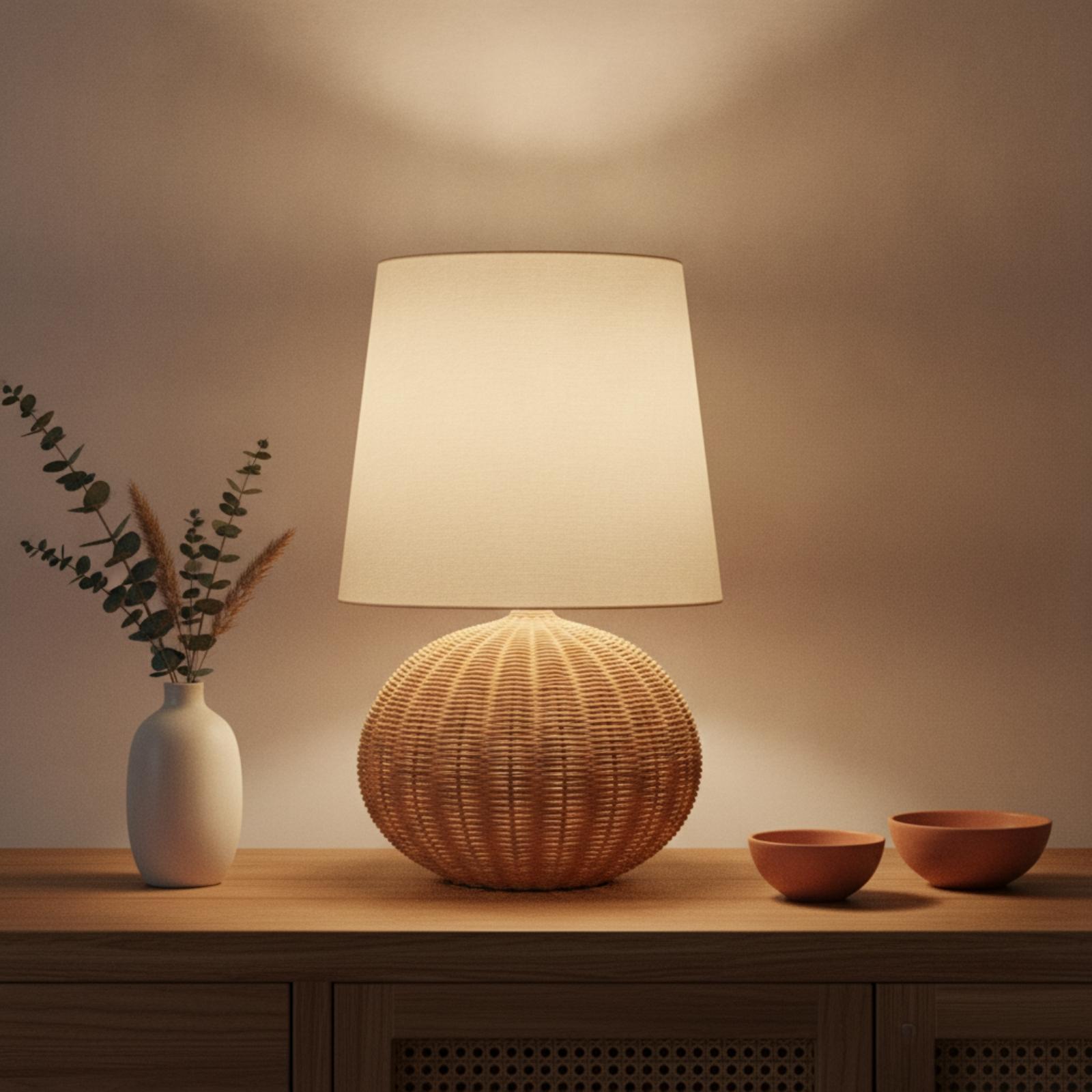 Bedlampje met rotan voet en st - Home Textile recensie en prijs